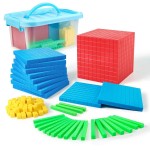 PHEANOO Maths Counting Cubes Manipulatives Place Value Teaching Aids Plastic Base Ten Blocks Set