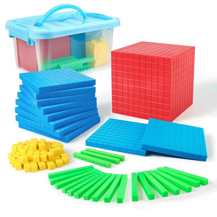 PHEANOO Maths Counting Cubes Manipulatives Place Value Teaching Aids Plastic Base Ten Blocks Set