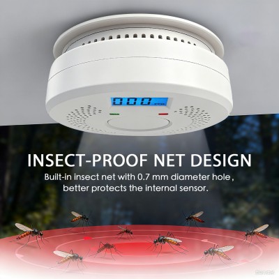 PHEANOO Home Composite Smoke and Carbon Monoxide Detector Combined Detector with LCD Display and LED Indicators 85 DB Alarm